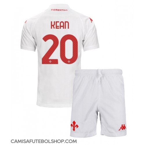 Camisa de time de futebol Fiorentina Moise Kean #20 Replicas 2º Equipamento Infantil 2024-25 Manga Curta (+ Calças curtas)